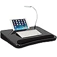 Sofia + Sam Extra Large Deluxe Lap Desk with Tablet Slot | USB Light | Fits Laptops Up to 20" | Tablets Up to 9.6" | Black | Computer Lap Tray