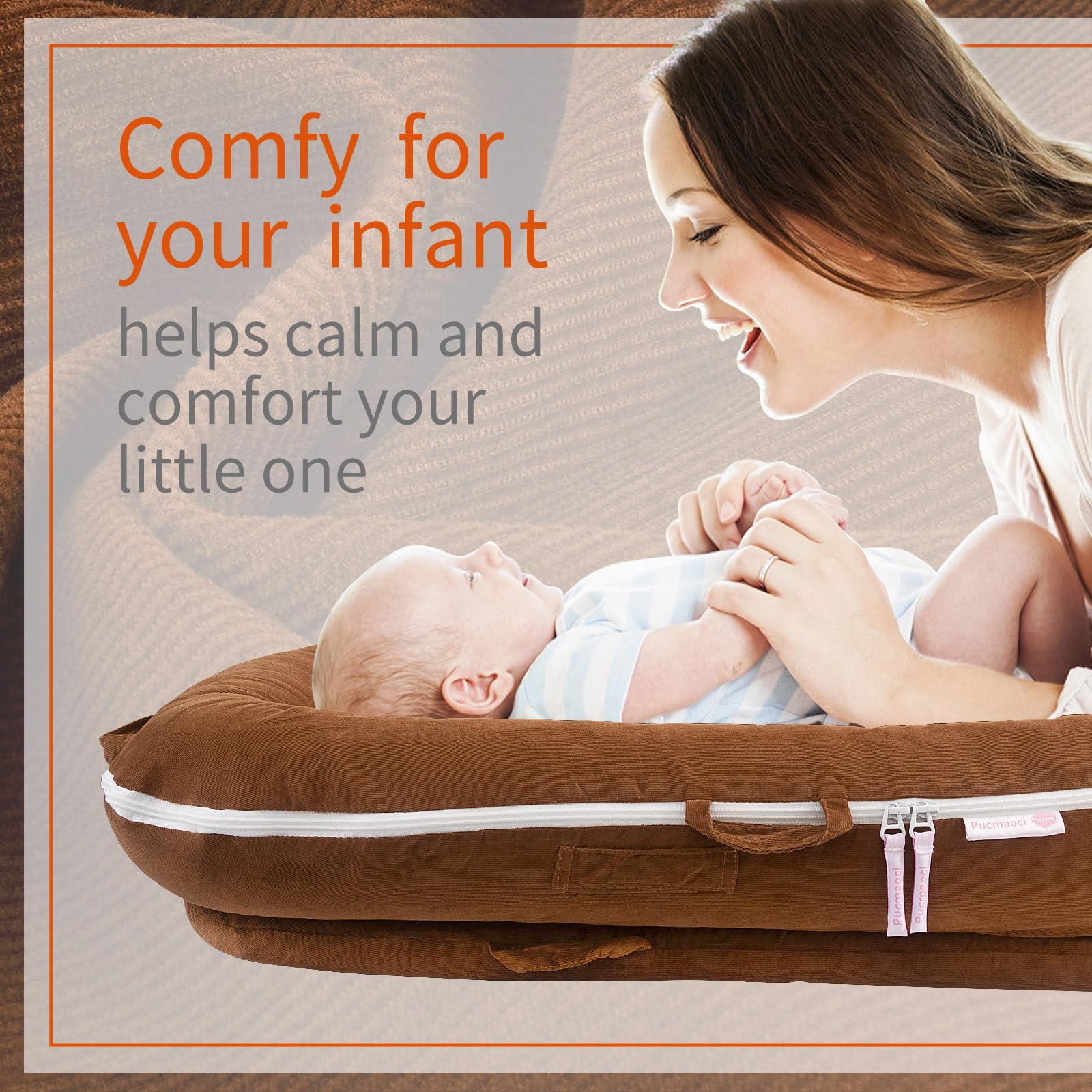 Corduroy Baby Lounger Cover for Dockatot Deluxe + | 100% Cotton Hypoallergenic Newborn Premium Quality Spare Cover(Cover Only) (Brown)