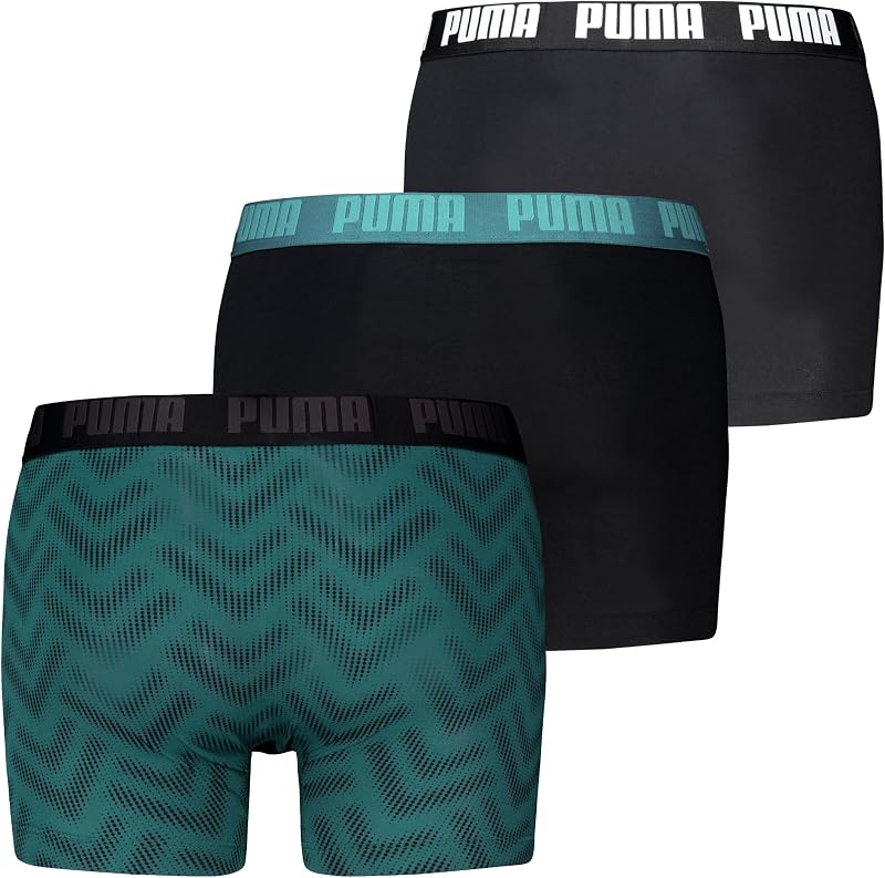 Cuecas Estampadas Masculinas, Verde Esmeralda e Preto, Tamanho L (3 unidades)