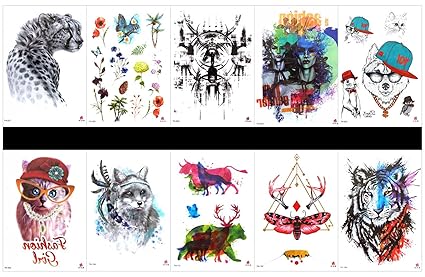 Interookie 10pcs Faux Autocollants De Tatouage Tatouages