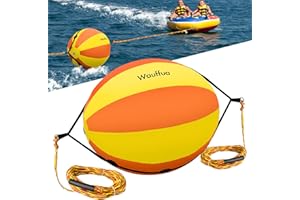 Wauffua Towable Tube Rope Booster Ball, Tow Rope for Boat Tubing, 60 ft Rope for Lift and Visibility with 2600lb Break Strength for Boating, Water Sports