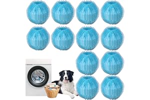 JUGPUN 12 PCS Pet Hair Remover for Laundry, Reusable Dog & Cat Hair Remover for Laundry, Laundry Pet Hair Catcher for Clothes, Bedding, Won’t Damage Fabrics (Blue)