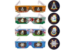 eLUUGIE12 Pairs Christmas 3D Diffraction Glasses Holiday Images Christmas Holographic Glasses/Snowflakes, Christmas Trees, Santa Claus and Snowmen