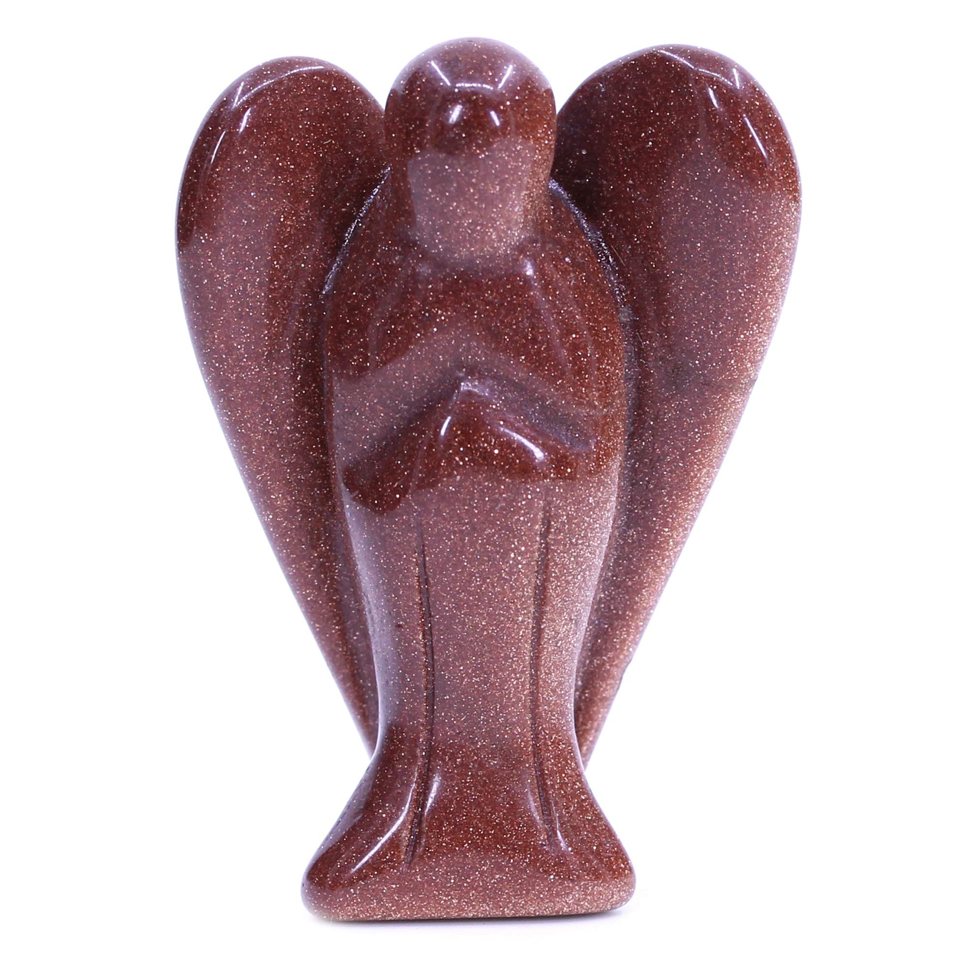 CHENYUE Synthetic Goldstone Gemstone Peace Angel Pocket Guardian Healing Statue 2 Inch