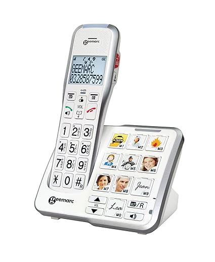 Geemarc AmpliDECT 595 schnurloses verstärktes 50 dB Schwerhörigentelefon mit Fototasten, Anrufbeantworter, Sprachansage und S