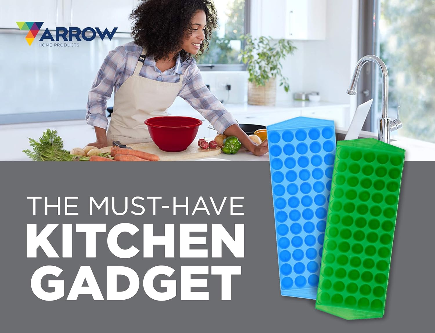 Arrow Home Products Arrow 60 Cube Ice Tray (3 Pack), Blue: Kitchen & Dining