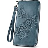 VIMUTI Womens Wallet Rfid Embossed Vegan Leather Multi Card Slots Wallets Large Capacity Wristlet Travel Purse for Women