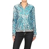 Anna-Kaci Womens Sequin Jacket Bomber Coat 1989 Slitter Outfit For Concert Party