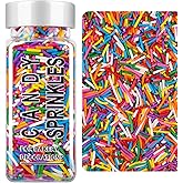 Rainbow Jimmies Sprinkles, Rainbow Sprinkles for Cake Decorating | Edible Sprinkle Mix for Baking, Ice Cream Toppings, Cupcakes, Cookies, Donuts