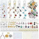 HejVulkan 588 PCS Keychain Making Kit with Charms, Gold and Silver Keychain DIY Kit with Jewelry Chains, Charms, Key Chain Clips, Letter Beads, for Key Chain Making Supplies DIY Crafts