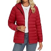 YUCOLEN Women's Puffer Jacket with Hood Lightweight Quilted Padded 4 Pockets Zip-up Coat Winter Jackets for Women