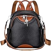 ALTOSY Soft Genuine Leather Backpack for Women Small Convertible Backpack Purse Shoulder Bag for Ladies (S97 Black/Brown)