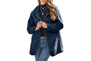 Vipwest Womens Fleece Jacket Hooded Winter Warm Full Zip Long Sleeve Sherpa Jacket Coat Outerwear with Hood (S-5XL)