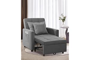 XSPRACER [Updated] Convertible Chair Bed, Sleeper Chair Bed 3 in 1, Stepless Adjustable Backrest, Armchair, Sofa, Bed, Fleece, Dark Gray, Single One