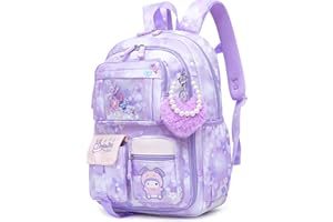 ALRISG Lovely Girls Backpack School Bag for Students Kids Book Bag with Multiple Pockets Splash-proof Children's Backpack（17inch Purple）