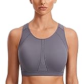 SYROKAN Full Coverage Plus Size Sports Bras for Women High Support Racerback Padded Bras for Women No Underwire