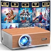 FUDONI Native 1080P Projector, Ugraded 320 ANSI Brightness, WiFi Bluetooth | 4K Supported, Built-in Speaker, E-Focus, Keystone, Compatible w Gaming Console/TV Stick/HDMI Device, for indoor/outdoor use