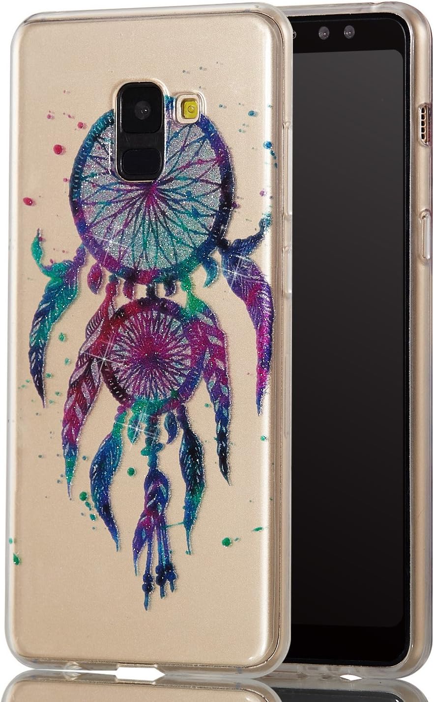 Galaxy A8 Plus 2018 Case, Thin Soft TPU Transparent Glitter MID Phone Cover Samsung Galaxy A7 2018 A8Plus A8+ Release Shock-Absorption Bumper Anti-Scratch Clear Back Dream Catcher [Not Fit GalaxyA8]