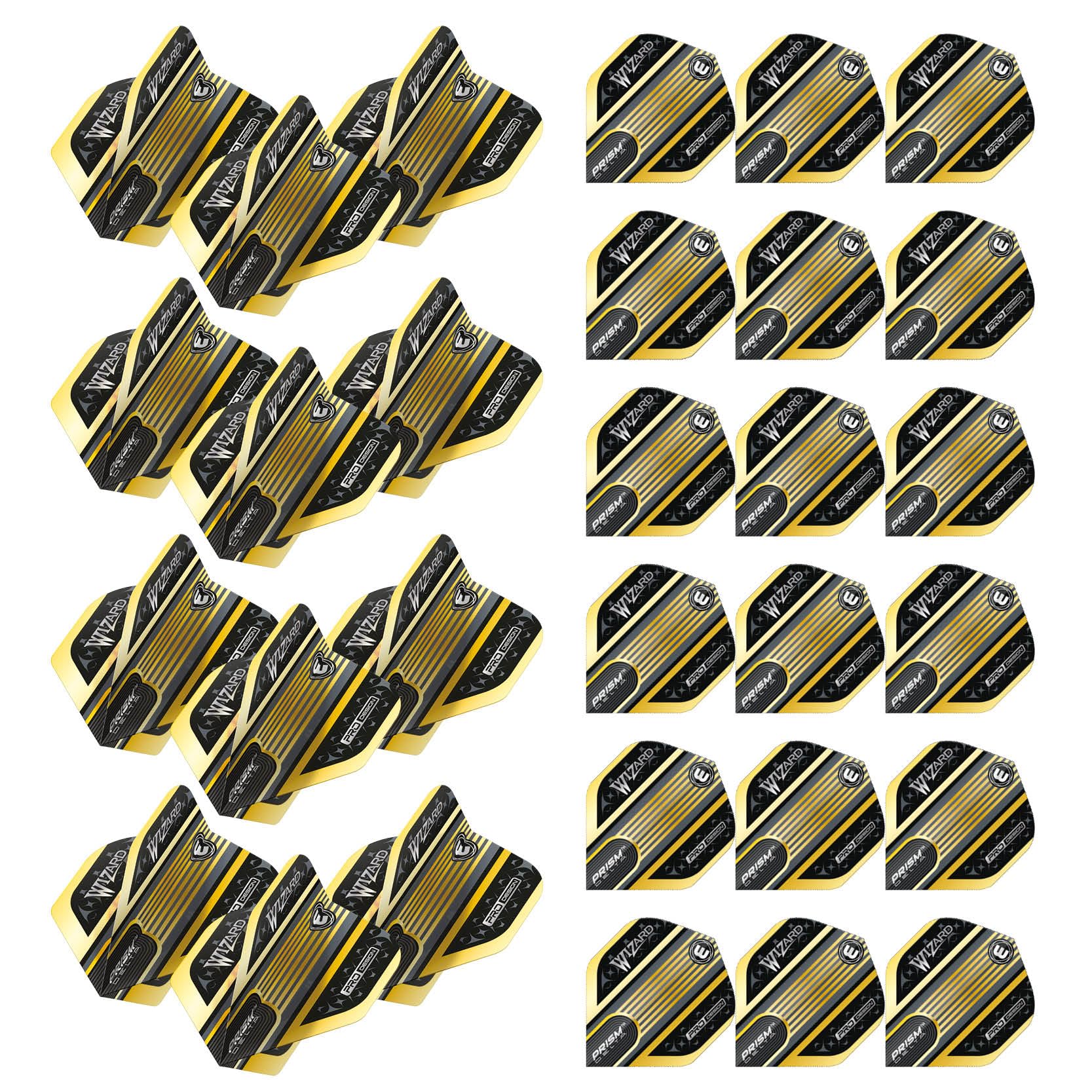 WINMAU Prism Delta Simon Whitlock Wizard Gold Dart Flights - 10 sets per pack (30 dart flights in total)