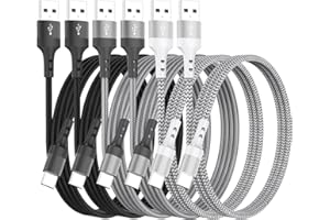 HKYUSHINE 2026 USB A to USB C Cable 6-Pack Multi-Length, Type C Cable Fast Charge USB C Charging Cable with Long Neck,Braided
