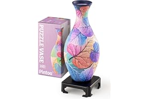 Pintoo 3D Puzzle Vase Unique Flower Vase Made by 160 Curved Plastic Puzzle Pieces House Warming Gift for Flower Arrangements and Home Decoration - [S1034] (Classic, Colorful Leaves)