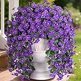 HyeFlora Artificial Faux Hanging Flowers for Outdoor Outside Spring Decoration, 2PCS Fake Silk Purple Daisy Plants UV Resistant Look Real Orchid Mums Vine for Front Door Porch Planter Balcony