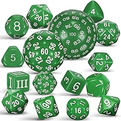 15 Pieces Complete Polyhedral Dice Set D3-D100