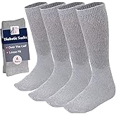 Debra Weitzner Diabetic Socks for Men and Women Over the Calf Knee High Cotton Socks Loose Fit 4 Pairs