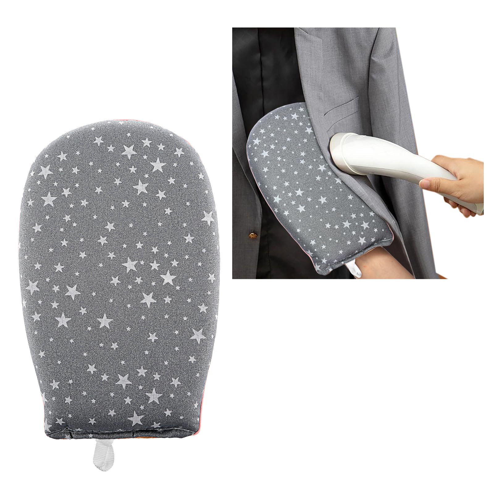 Andibro Garment Steamer Ironing Gloves, Heat Resistant Waterproof Ironing Mitt Anti steam Glove Mini Ironing Board Garment Steamer Accessories with Finger Loop for Clothes Steamers(star gray)
