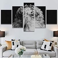 SIGNWIN 5 Panel Canvas Wall Art Expressive Eagle for Home Decorations Ready to Hang - 60