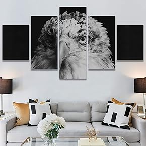 SIGNWIN 5 Panel Canvas Wall Art Expressive Eagle...