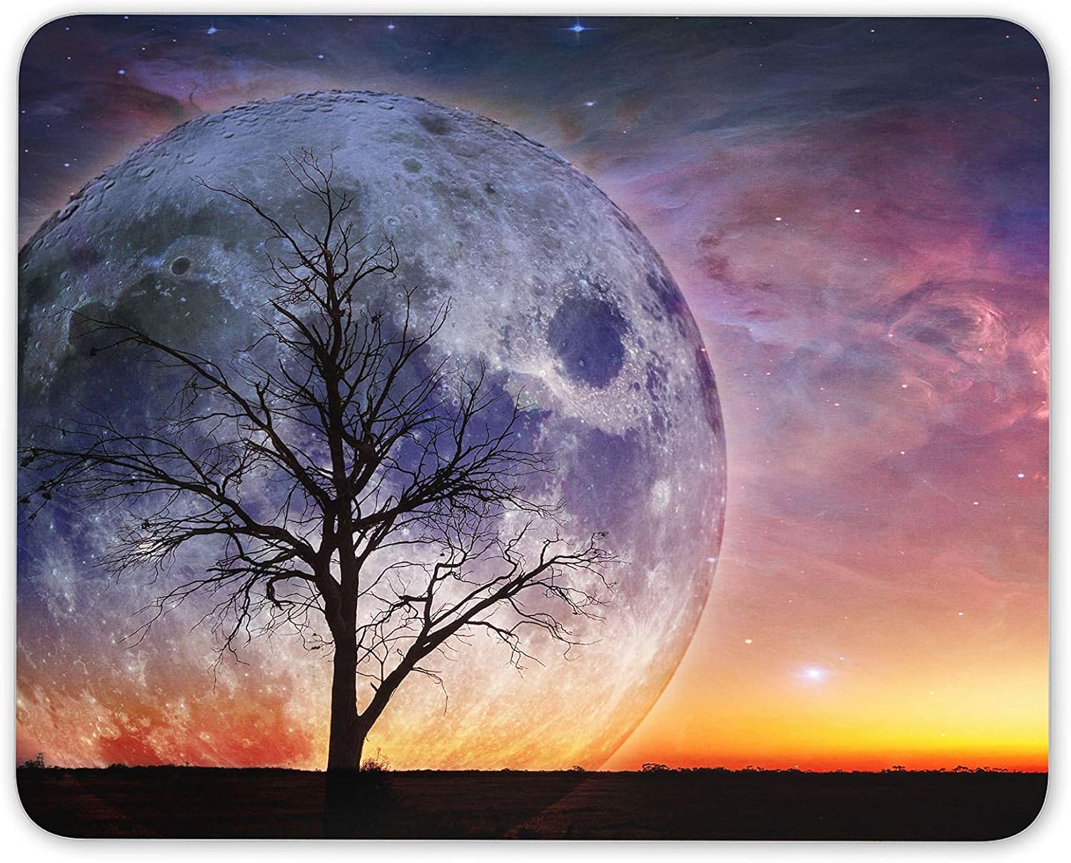 Sunset Galaxy Moon Mouse Mat Pad - Student Art Office Computer #14075, Multicolor, 23.5cm x 19.6cm x 5mm