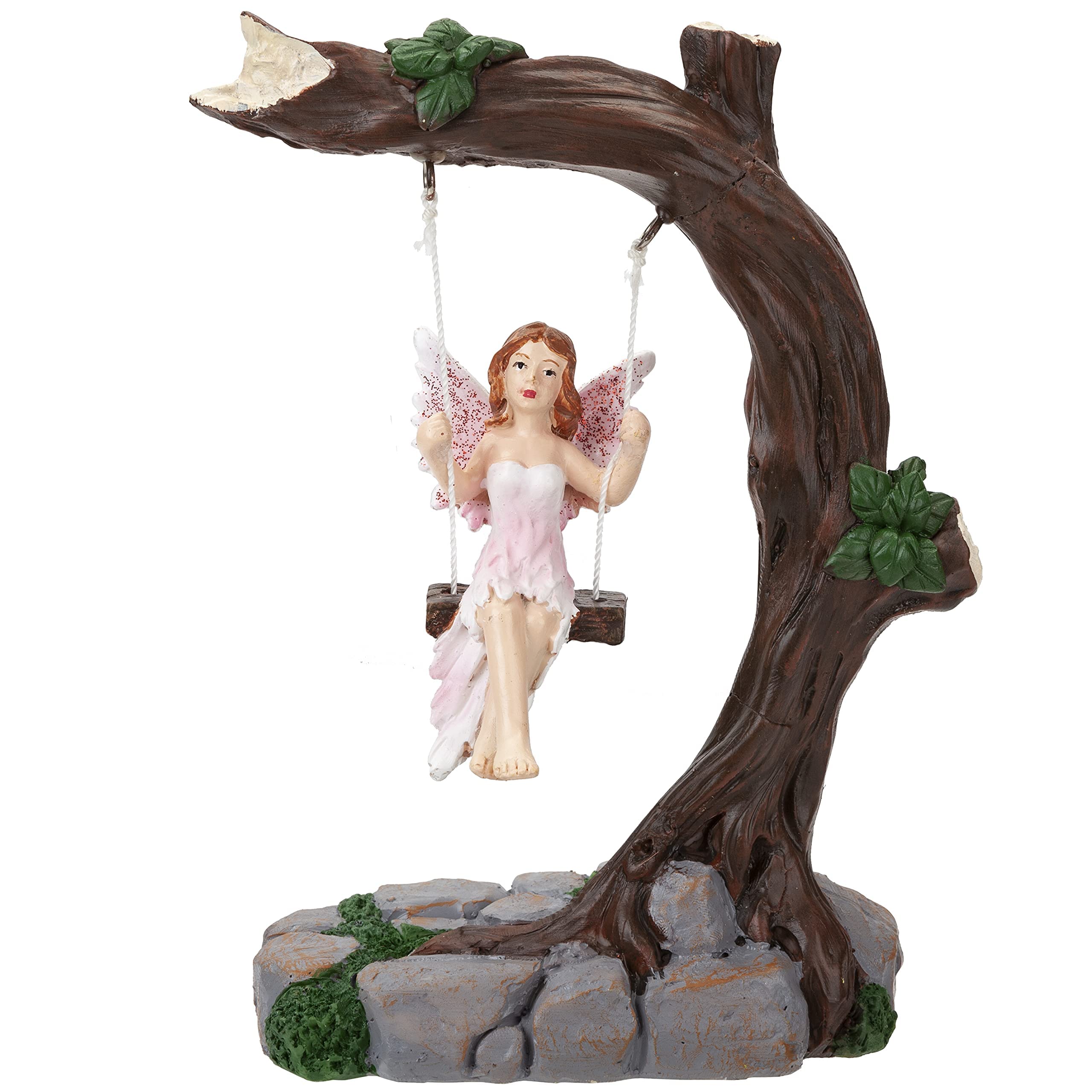 PMS VFM - Fairy Garden Ornament, Fairies On A Swing, Outdoor Garden Accessory, Home Accessories, Gift for Birthday and Christmas
