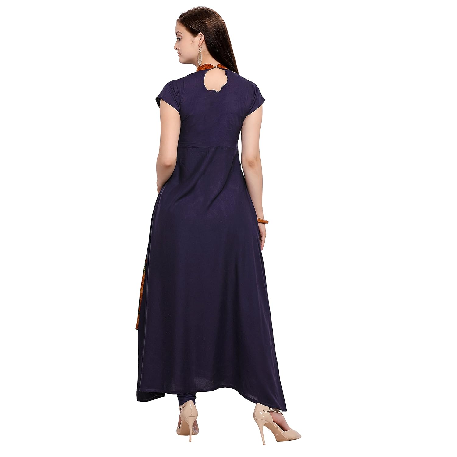 aurima yellow women's cotton rayon long anarkali designer kurti