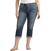 Silver Jeans Co. Women's Plus Size Suki Mid Rise Curvy Fit Capri Jeans