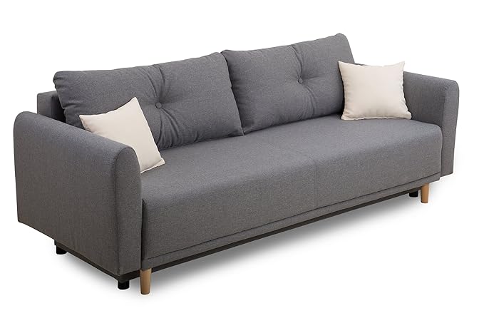 Scandinavia Schlafsofa, Stoff, grau, 95 x 235 x 88 cm