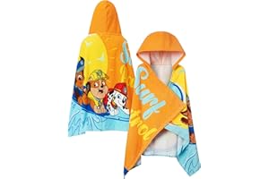 PAW Patrol Boys Towel, Swimming Towel for The Pool, Hooded Wrap Bath Towels, Wearable Beach Towels, Orange One Size