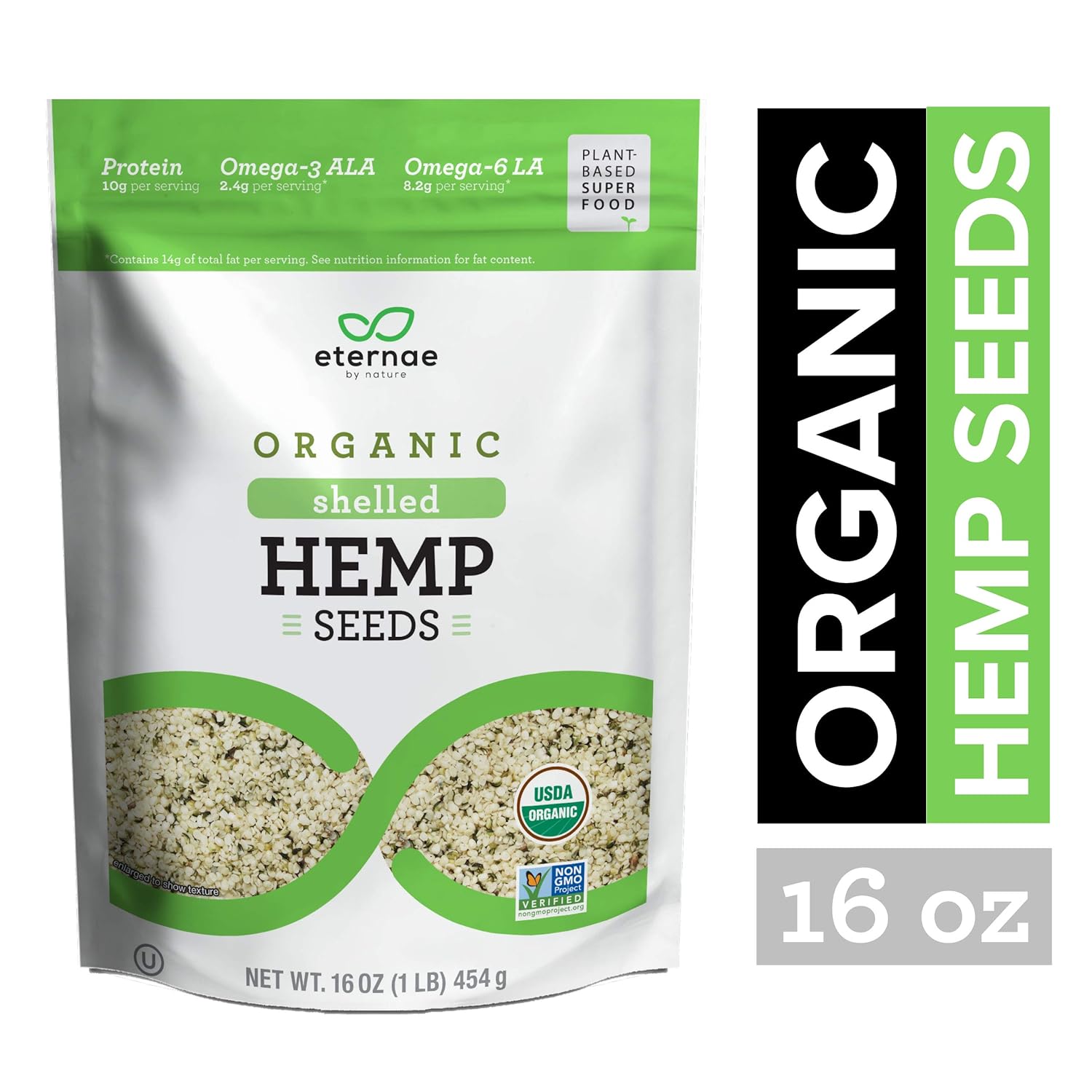 Eternae By Nature Organic Shelled Hemp Seeds, 16 Oz 16 Ounce (1 Count