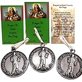 Westmon Works St Francis of Assisi Dog Collar Medal Bundle Metal Pendant with Patron Saint of Pets Holy Cards, 3 of Each