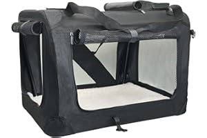 Fhiny Large Cat Carrier for 2 Cats, 24"x17"x17" Soft Dog Crate Collapsible Portable Travel Pet Carrier Bag Durable Breathable Foldable Kitten Carrier Bag for Cats Puppy Under 45 Lbs Black