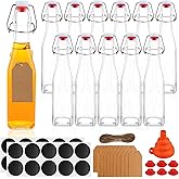 UrSpeedtekLive 12 Pack 12oz Swing Top Glass Bottles, 375ML Square Bottles with Airtight Stoppers for Kombucha, Kefir, Vanilla Extract, Beer(Bonus Gaskets, Labels and Funnel)