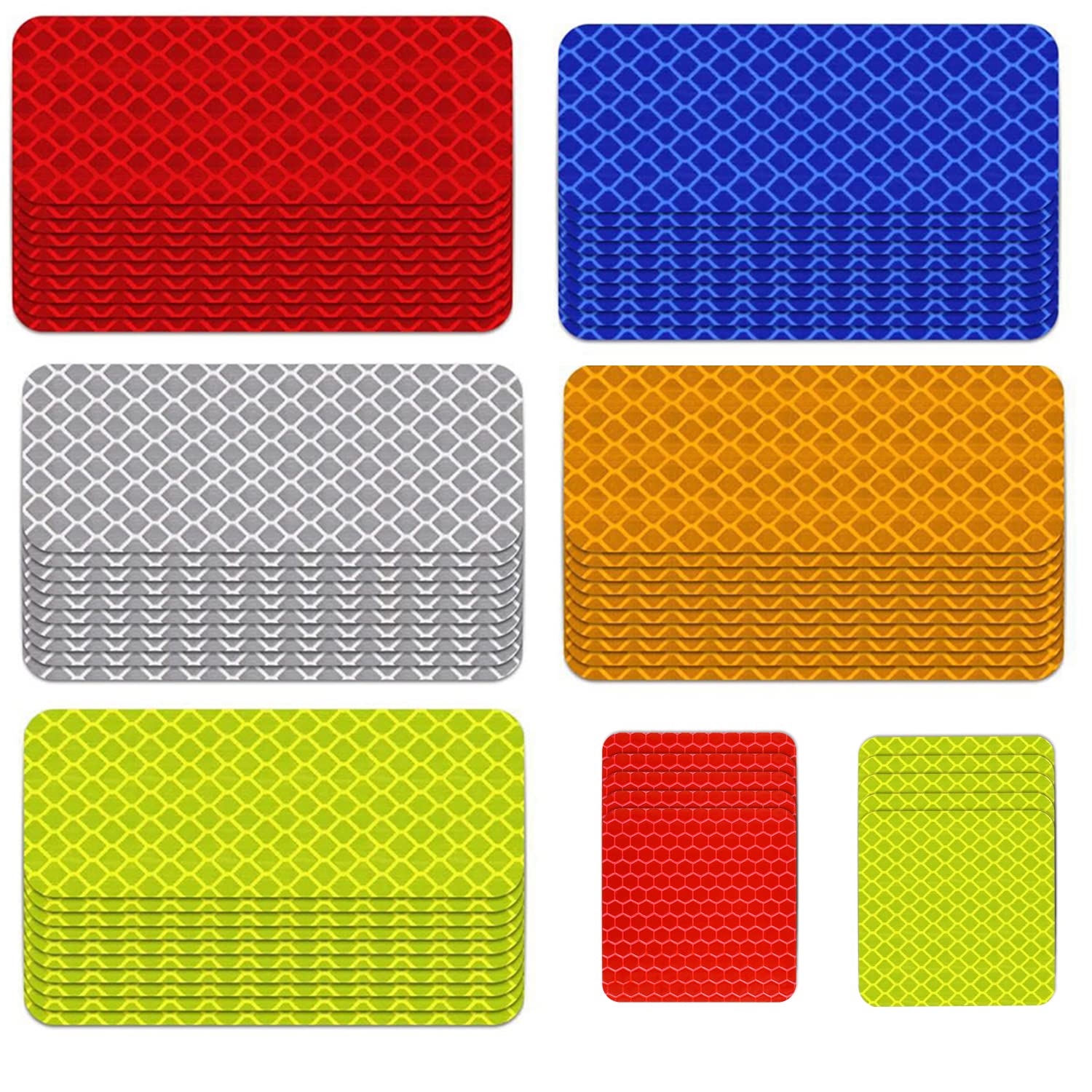 60pcs Reflective Tape, Reflective Tape Stickers Safety Warning Sticker, Night Visibility Reflective Decals Waterproof High Intensity Warning Stripe Tape for Car Motorbike Trailer Bike Clothing Helmet