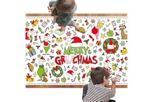 IDEAPRON Christmas Coloring Table Cloth for Kids, Holiday Coloring Tablecloth Poster Banner, Merry Christmas Crafts for Kids Teens, Cute Toy Gifts Party Game Supplies Classroom Xmas Decor, 72x30 inch