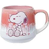 Silver Buffalo Peanuts Featuring Snoopy Hearts Love Reactive Glaze Tapered Pottery Mug, 18 Ounces