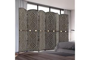 JOSTYLE Room Divider 2-in-1 Multifunction Room Divider Panel, 6 Panel 6FT Portable Wall Divider for Room Separation Folding Privacy Screen Outdoor Freestanding Room Partition Dividers Indoor, Espresso