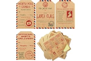HOHUCRAB Christmas Gift Tags Stickers - 300 Pieces Kraft Paper Self Adhesive Gift Labels for Xmas - Gift Seals for Holiday Presents & Packages - Easy to Write& Peel 2.12 X 3.12 Inch