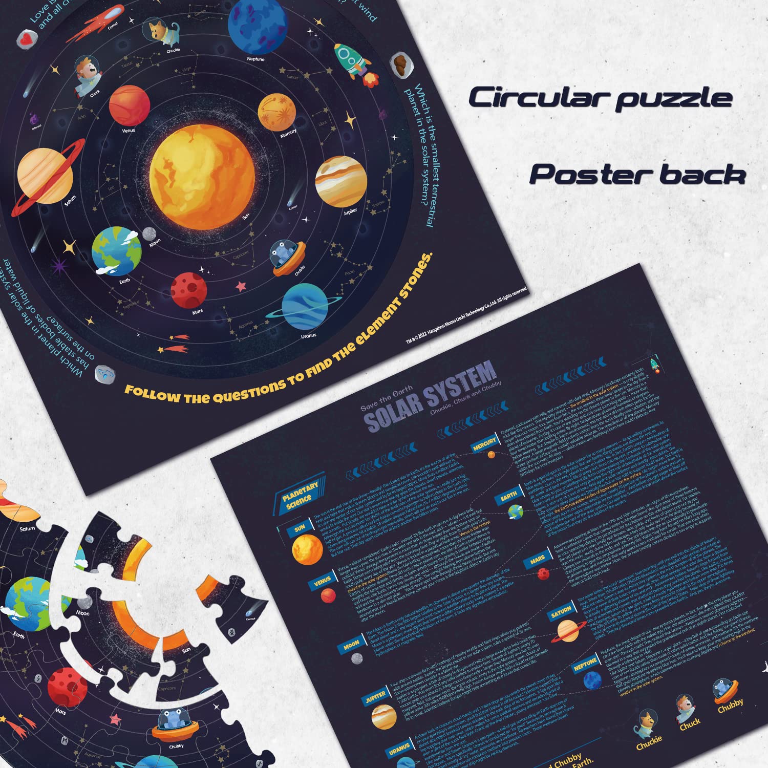 Solar System Puzzles for Kids Ages 4-6, 6-8, Large 48 Pieces Round Space Planets Toddler Puzzle Age 2-4, Jigsaw Floor Puzzles for Kids Ages 3-5, Puzzles Gifts for Boys Girls Children