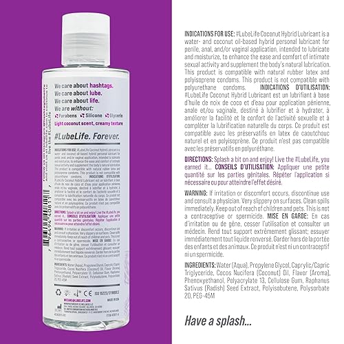 LUBELIFE Coconut Hybrid Lube Water & Coconut Oil Personal Lubricant   Smooth, Skin-Safe Formula with Easy Clean for Privacy & Toys, 8 Fl Oz in  Kenya | Whizz Lubricants