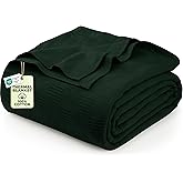 Utopia Bedding Forest Green 100% Cotton Blanket [Queen Size - 90x90 Inch] 350GSM Lightweight, Soft and Breathable Thermal Blanket for All Seasons