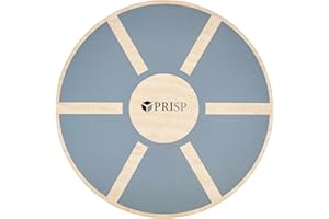 PRISP Wooden Wobble Balance Board - Round Stability Trainer for Standing Desk, Core Exercises, Ankle Training, Home Gym and F